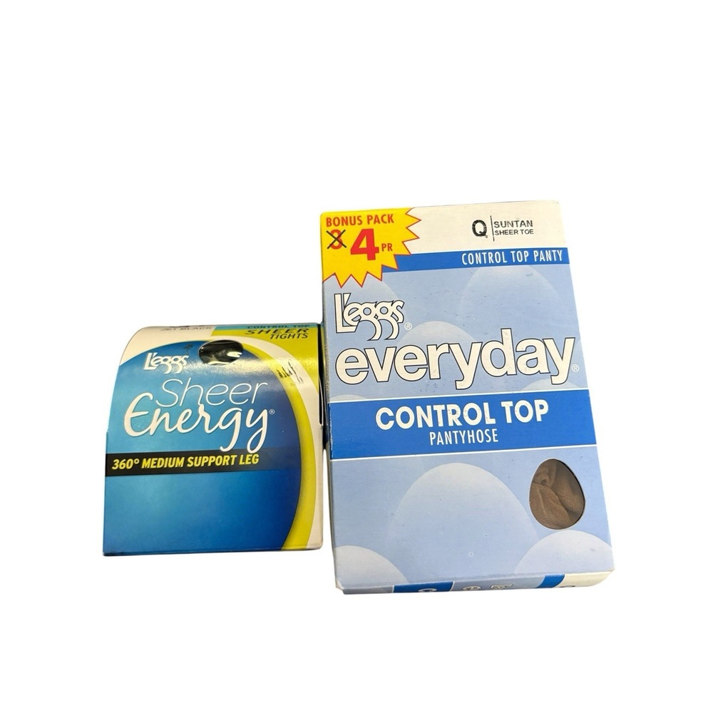 New 5 Pair L'eggs Everyday Control Top Pantyhose Size Q Suntan Sheer Toe 1 Black